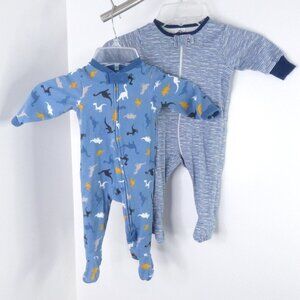 2pc Bundle Lot Gerber Lullaby Baby Boy's 3-6M Cotton One-Piece Footie Pajamas